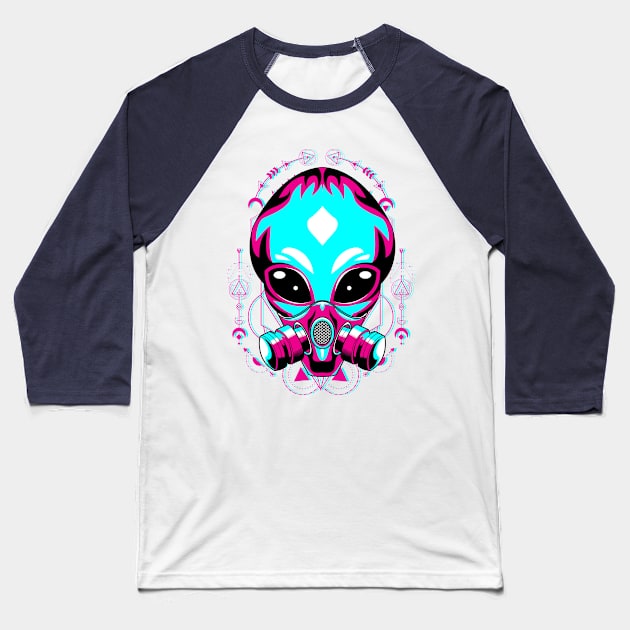 alien mask glitch Baseball T-Shirt by SHINIGAMII